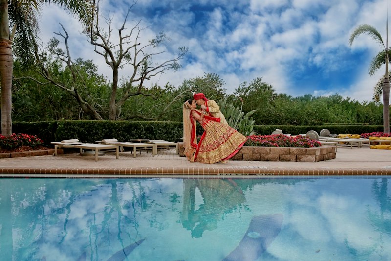A wedding photographer at work